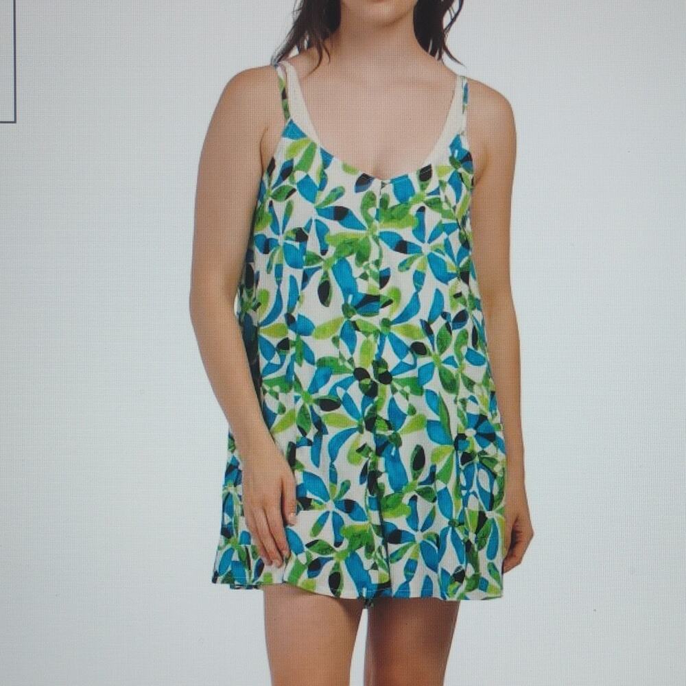 Sanctuary Swim Floral & Nature 1Piece Cover Up Jumper NWT Adjustable Strap M